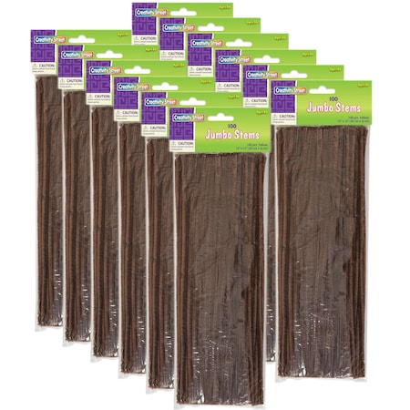 Creativity Street Jumbo Stems, Brown, 12in x 6 mm, 100 Count, PK12 PAC7110-13